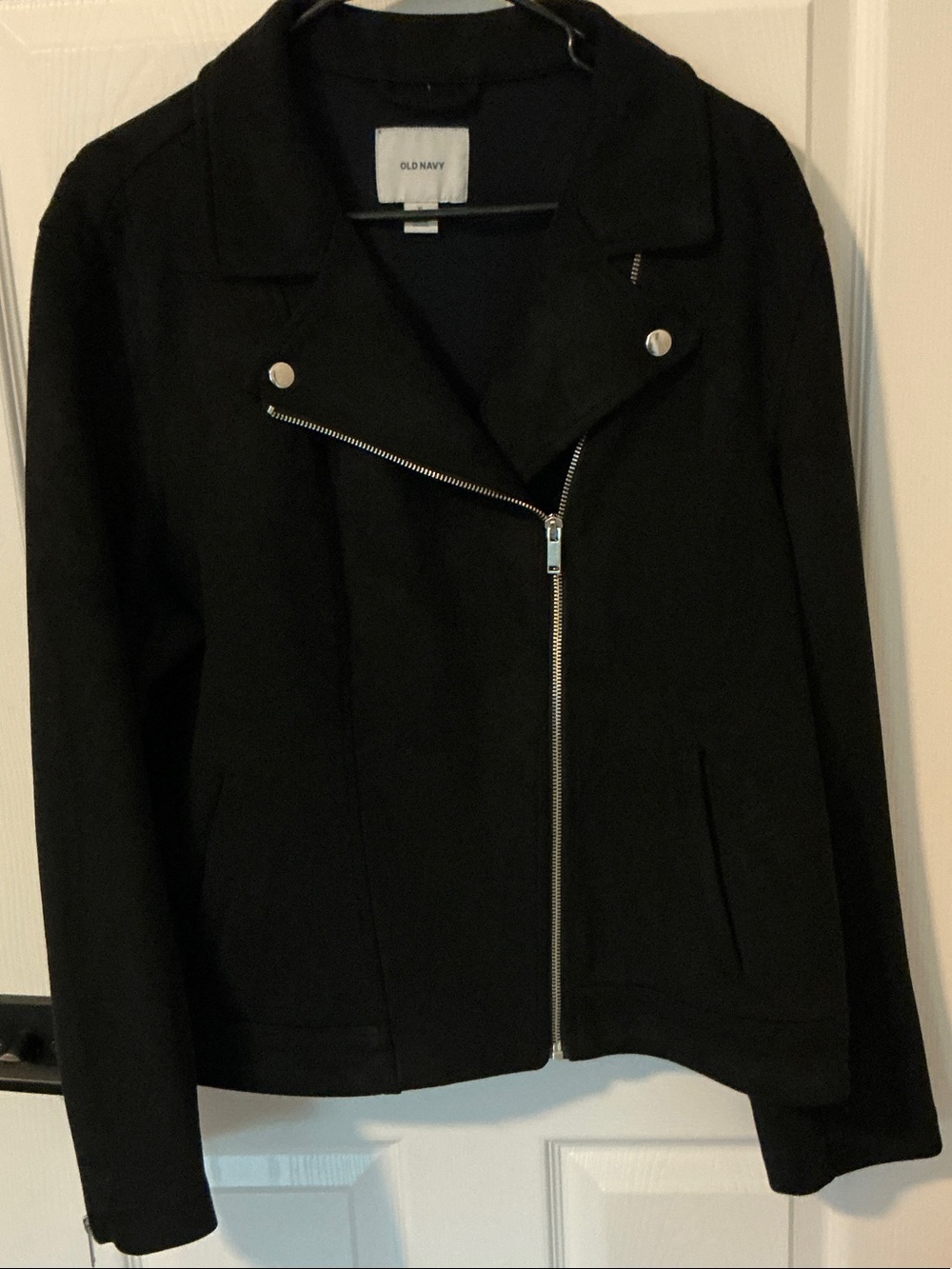Old Navy Black Asymmetric Moto Jacket with Silver Hardware